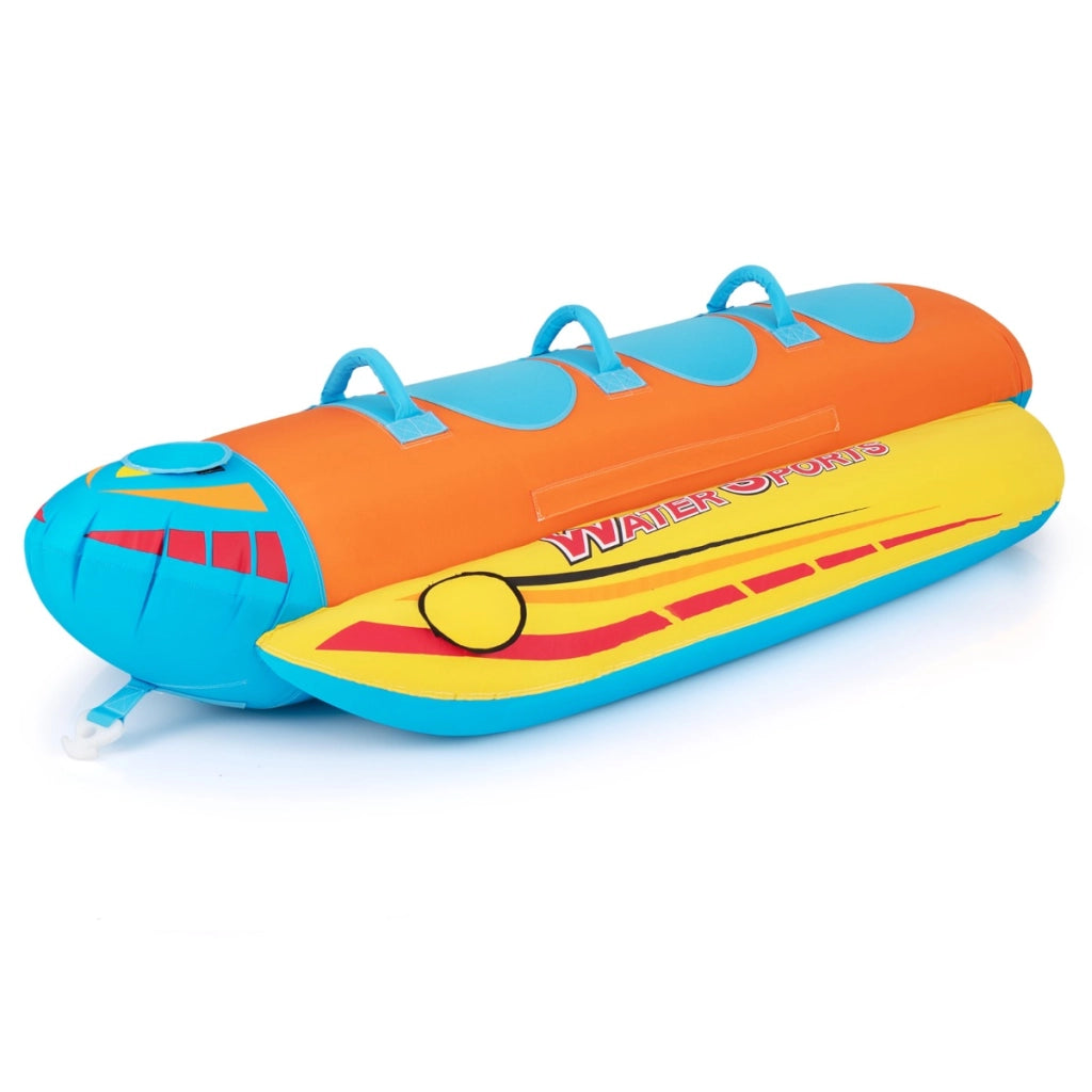 Gommone a banana gonfiabile per 3 persone, Tubo trainabile per sport acquatici e nautici con 3 maniglie imbottite-Sport acquatici