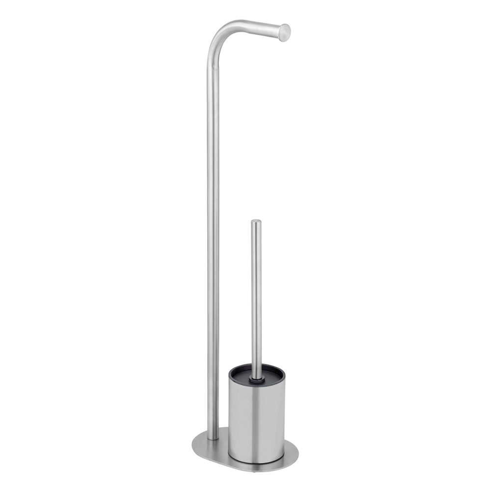 Piantana portarotolo e portascopino wc in acciaio inox satinato
