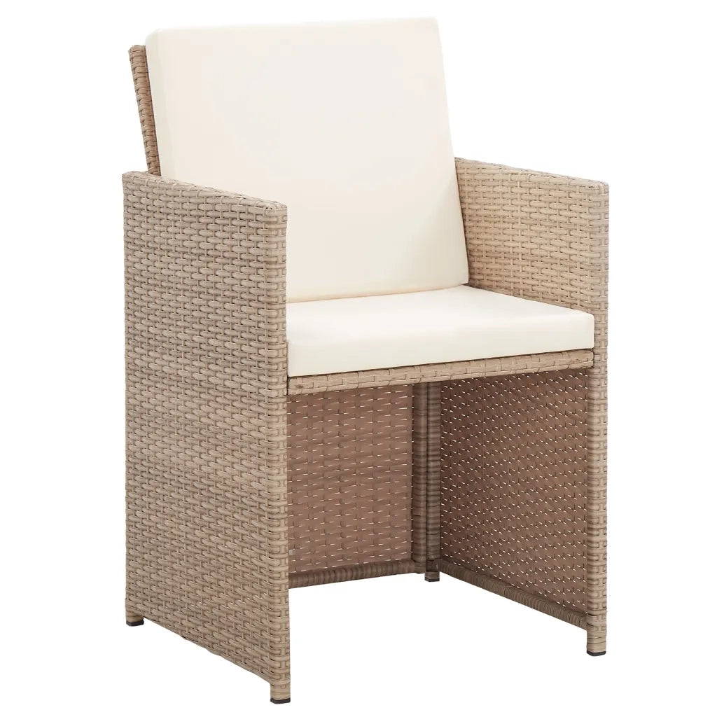 Set da Pranzo da Giardino 17 pz con Cuscini in Polyrattan Beige 46429