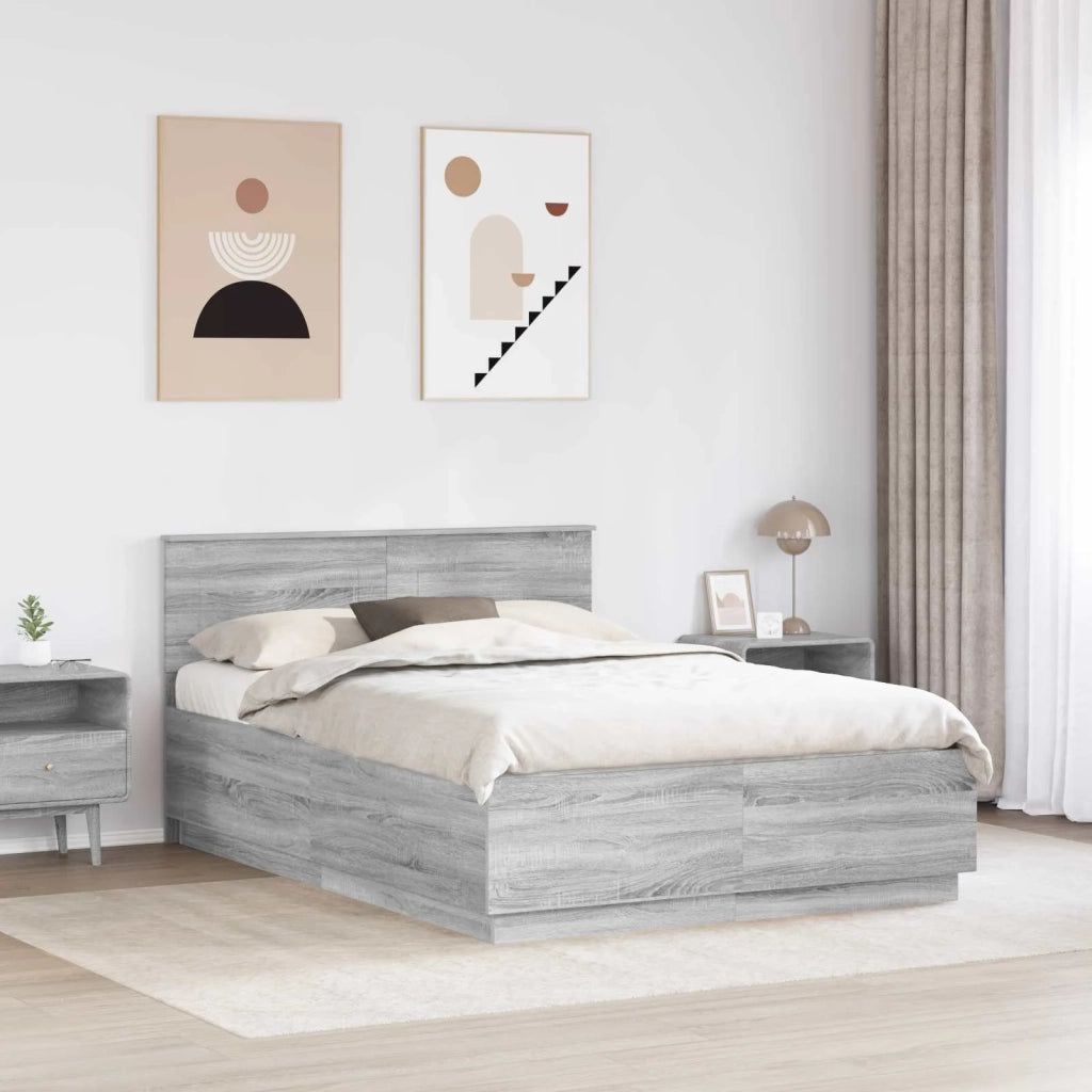 Letto matrimoniale | Letto per adulti | Struttura del letto con testiera Grigio Sonoma 160 x 200 cm