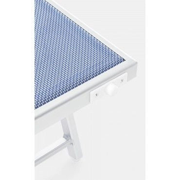 LETTINO PRENDISOLE ALLUMINIO TEXTILENE BLU CON TETTUCCIO PIEGHEVOLE ESTERNO