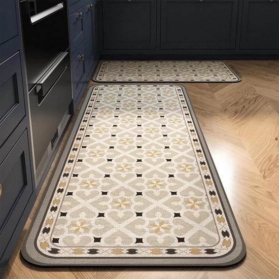 Set di 2 tappeti da cucina, PVC, antiscivolo, lavabile, antiscivolo, tappeto oleofobo per casa, cucina, ufficio, 43 x 75 cm + 43 x 120 cm