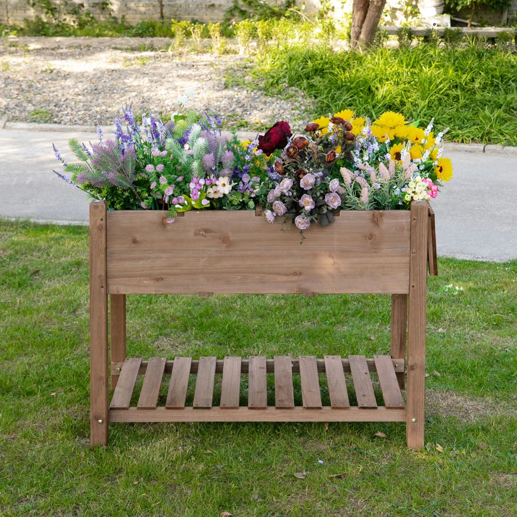 Tavolo da orto con ripiani e 8 scomparti ¨C Minimal ¨C 123x54x80 cm Marrone