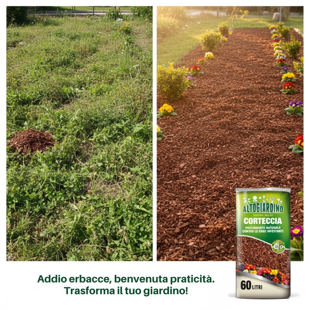 Corteccia vegetale pacciamante naturale per giardino 60 l