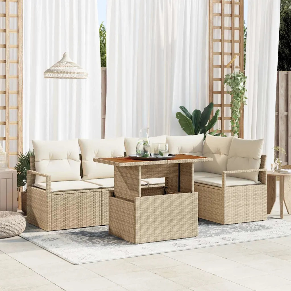 Set Divano da Giardino 6 pcs Beige Poly Rattan 3358451