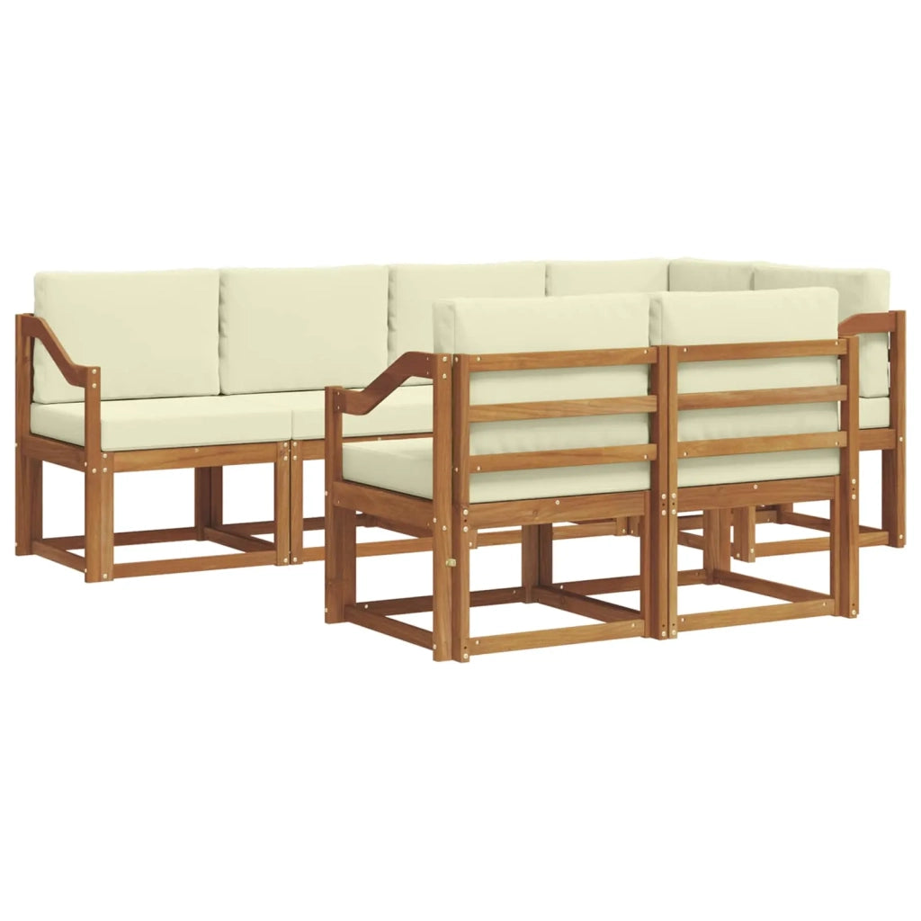 Set di divani da esterno con cuscino 7 pcs Naturale e Crema 3366548