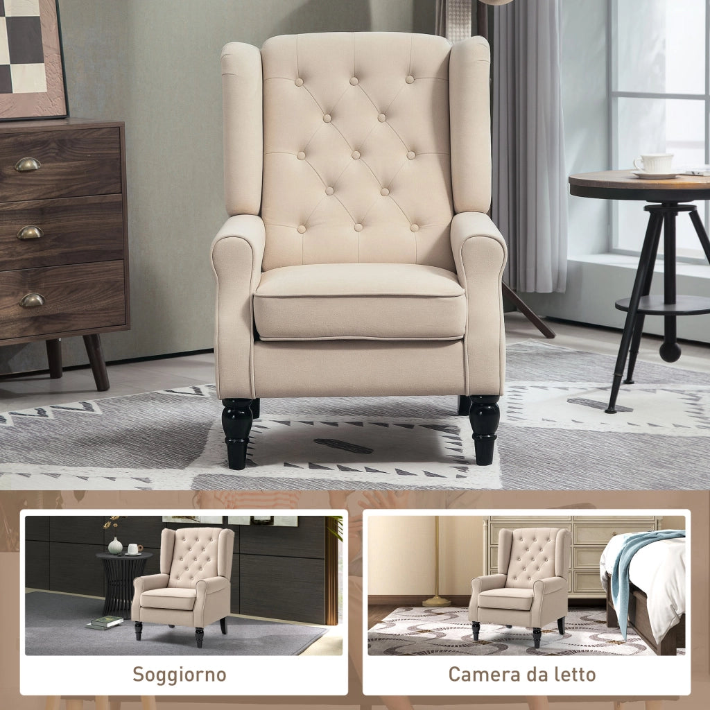 Poltrona in Velluto Reclinabile Massaggiante con Poggiapiedi ¨C Zephmum ¨C Beige 74x86x102 cm