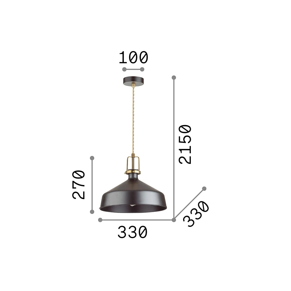 Sospensione Industrial-Minimal Eris-2 Metallo Nero 1 Luce E27
