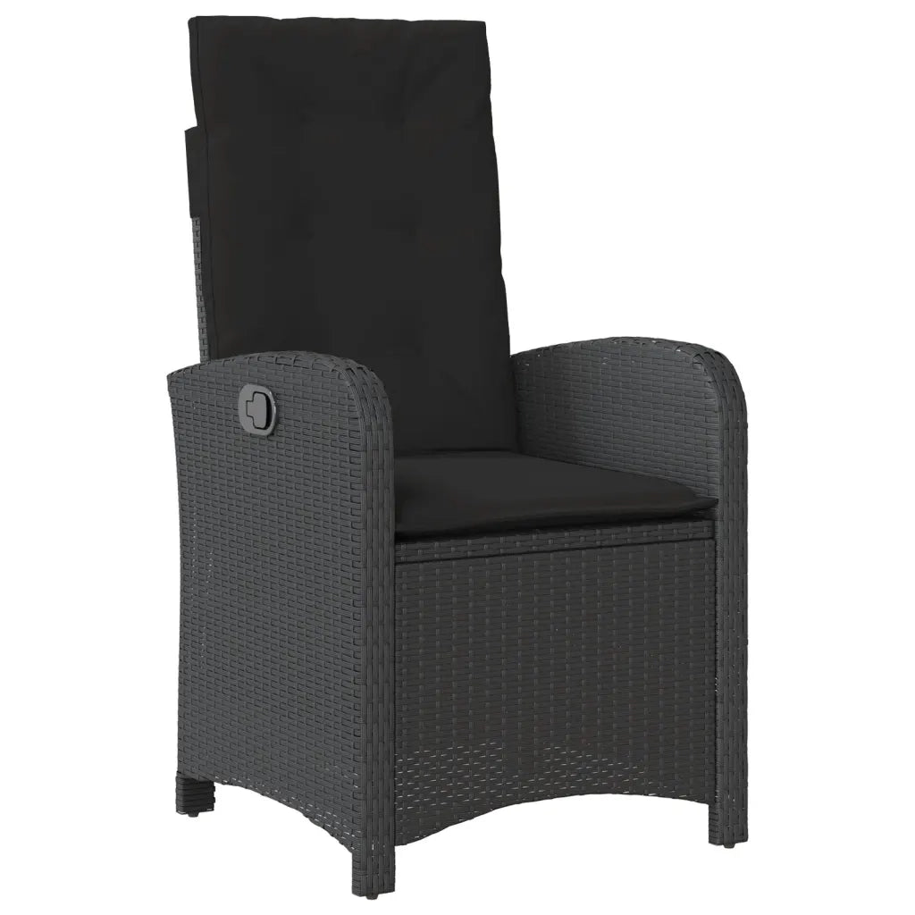 Set da Pranzo da Giardino 3 pz con Cuscini Nero in Polyrattan 3212230