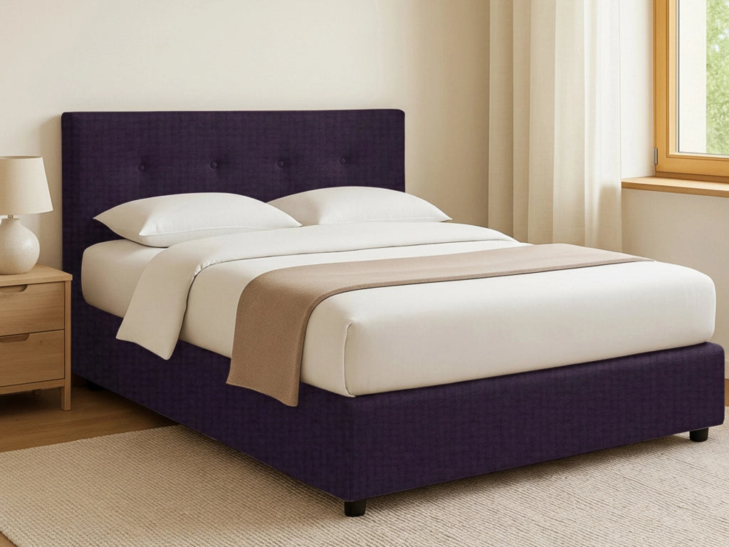 Luton, Letto Piazza e Mezza Sfoderabile Made in Italy, Viola