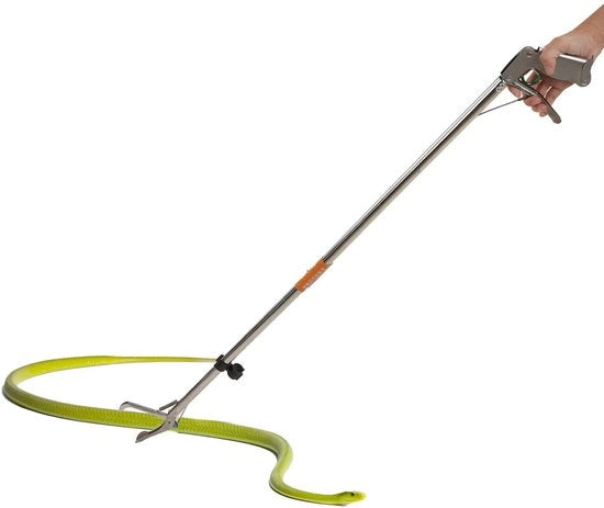 Manubrio Opvouabile 52 Pollici - Fermo Reattivo in Acciaio Inossidabile - Blocco Automatico - Manico Ergonomico - Morso Largo - Per Serpenti - Manubrio per Serpenti