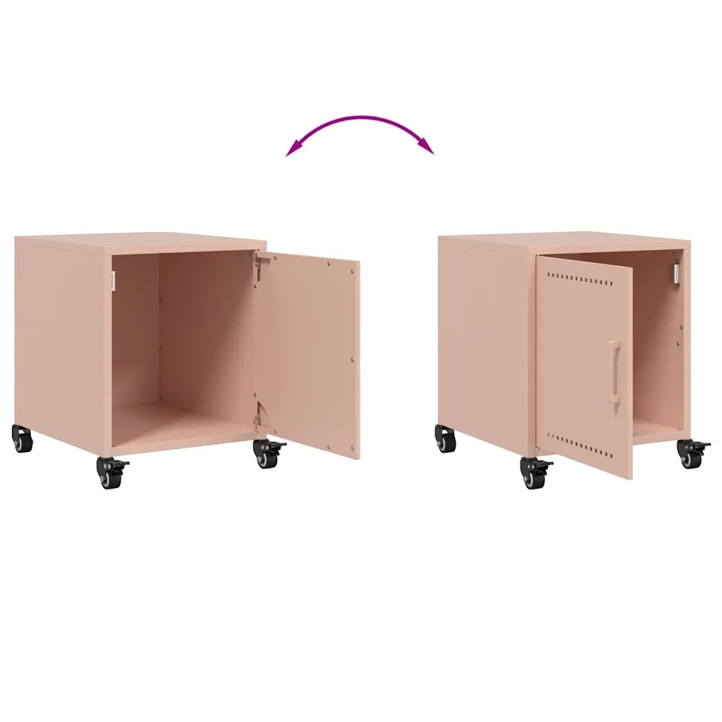 Comodino | Armadio da Notte | Mobiletto da notte Rosa 36x38,5x43,5 cm in Acciaio
