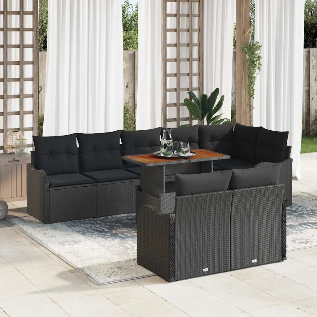 Set Divano da Giardino con archiviazione 9 pcs Nero Poly Rattan 3358214