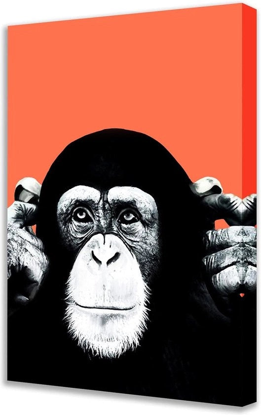 Decorazione Uffici Immagini Gorilla Sentenza Silenzio Scimmia Dipinti a Olio su Tela Arte Graffiti Arte per la Parete Decorazione Interni Mobili a Legno con Cornice - Uomo Camera da Uomo Opera d'Arte
