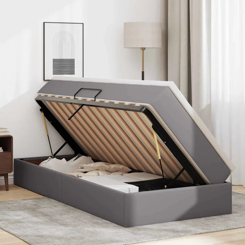 Letto con contenitore e materasso Grigio 90 x 200 cm