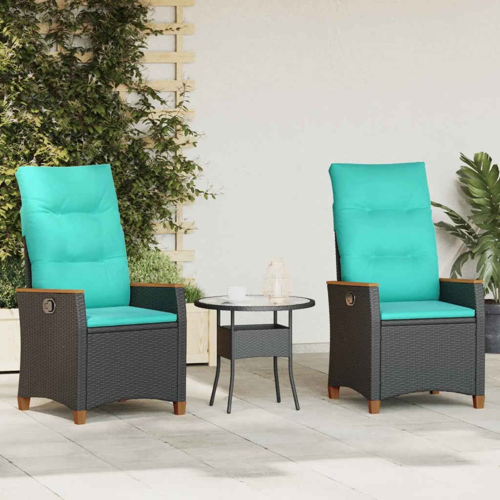 Sedia da giardino reclinabile Nero e Turchese polyrattan 42026868