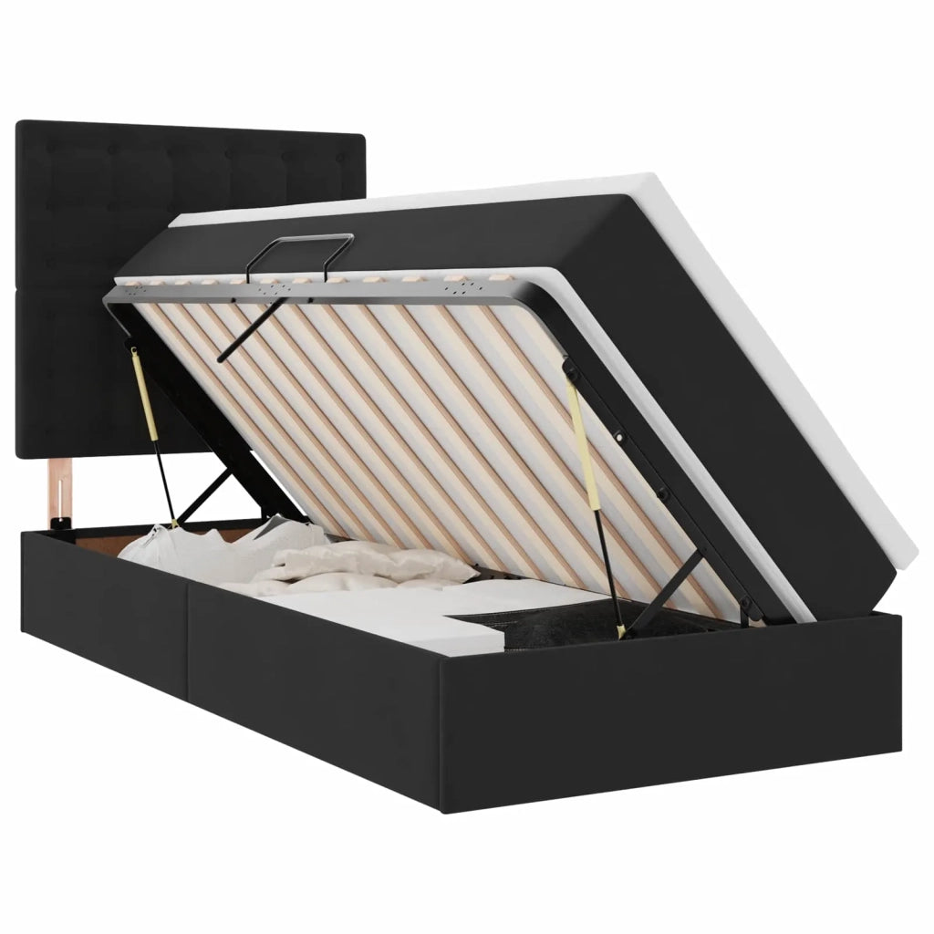Letto con contenitore e LED con led Nero 100 x 200 cm Velluto