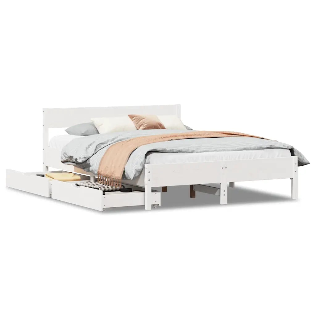 Letto senza Materasso Bianco 120x200 cm Legno Massello di Pino 3301753