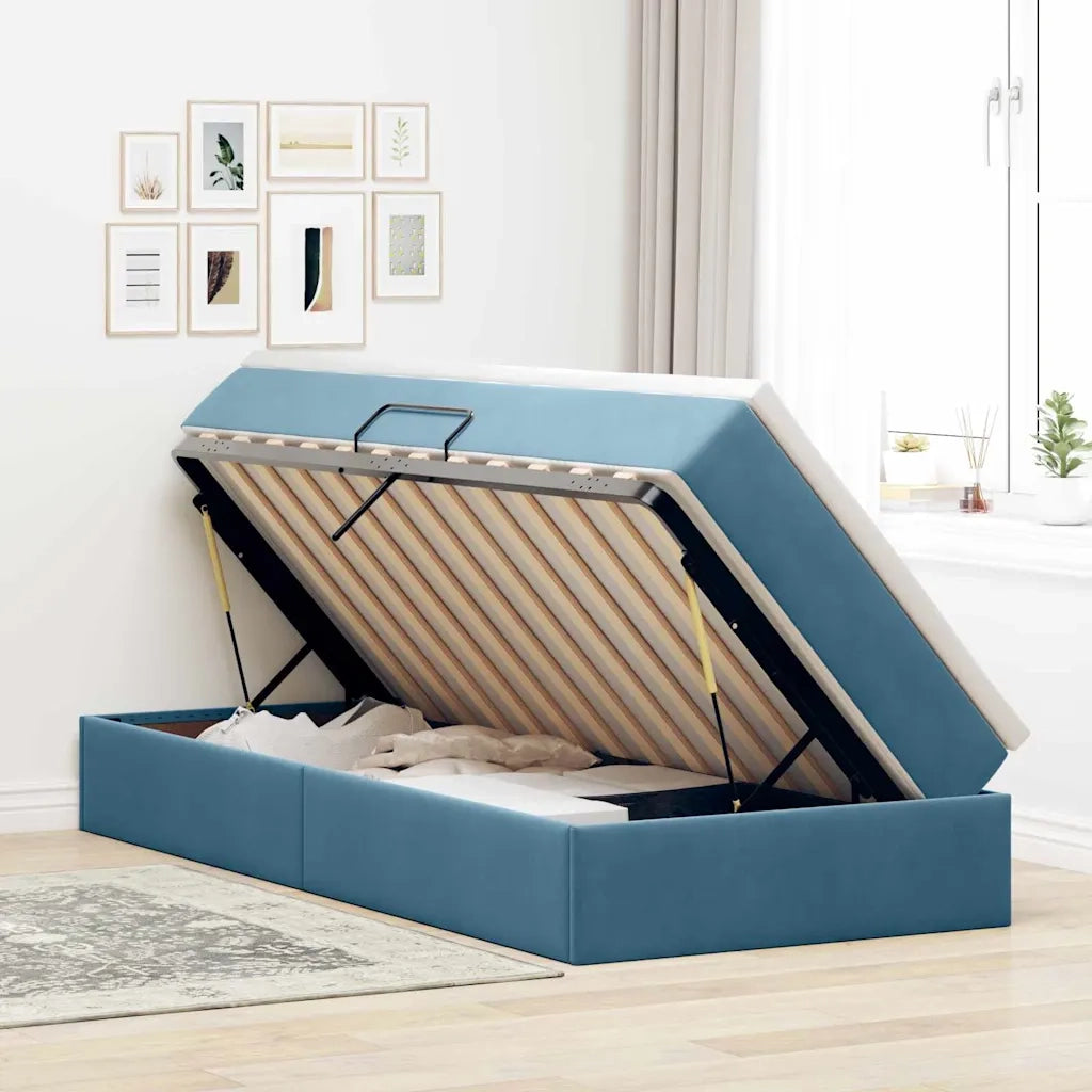 Letto con contenitore e materasso Blu Scuro 100 x 200 cm 3370285