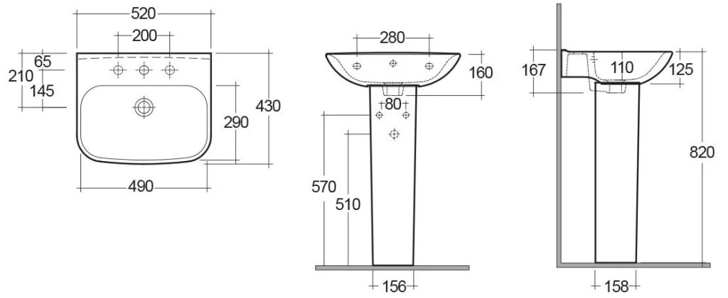Lavabo serie origin 45 cm