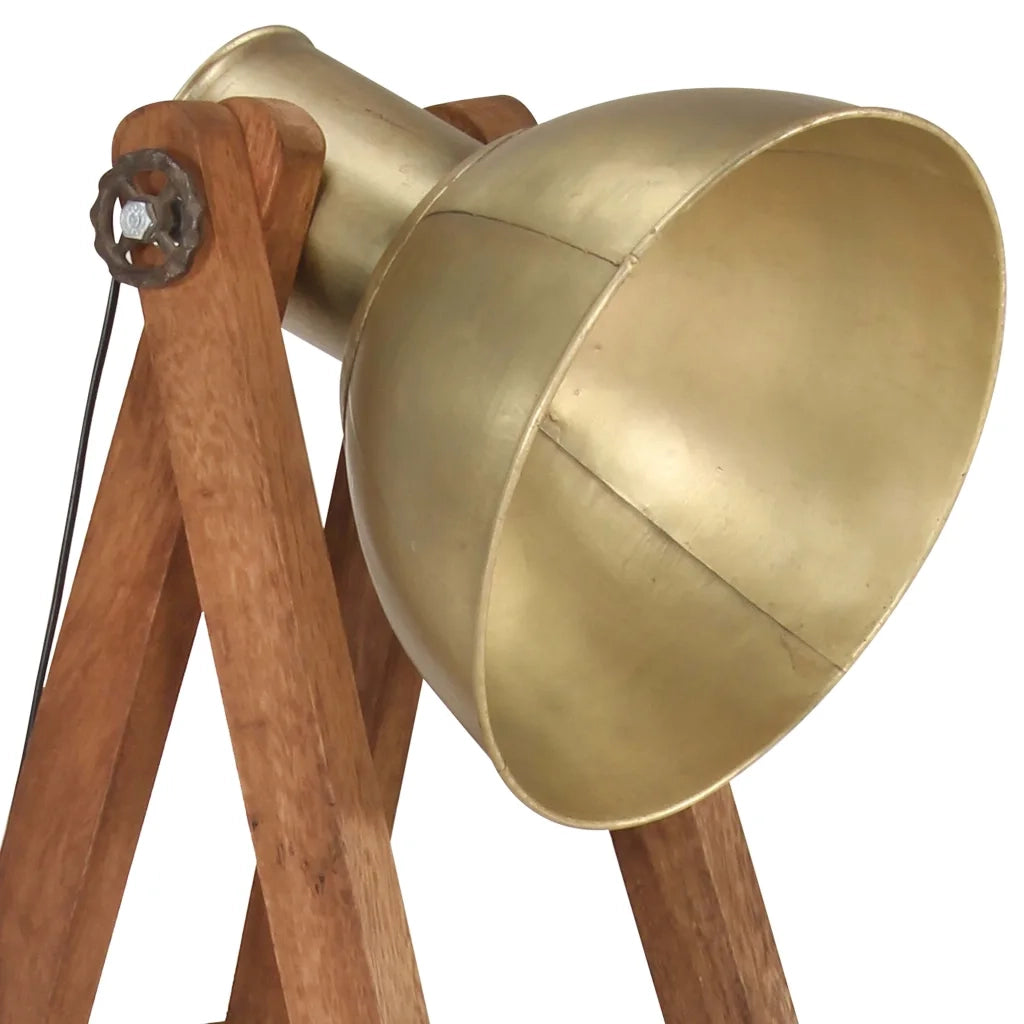 Lampada da Pavimento Ottone E27 in Legno Massello di Mango 320588