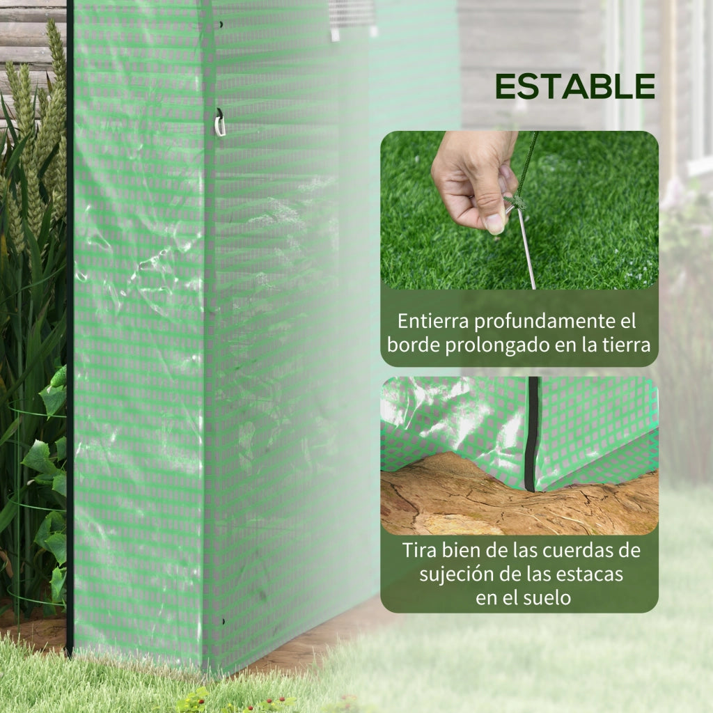 Serra Tunnel da Giardino ¨C Xylo ¨C 2 Porte 2 Finestre Telaio Acciaio Copertura PE Anti-UV Verde