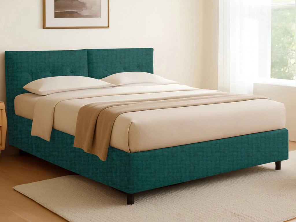 Truro, Letto Singolo Sfoderabile Made in Italy, Verde Petrolio