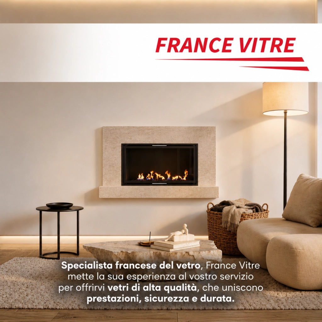 565 x 421 x 4 mm - Vetro per stufa a legna - vetro camino di ricambio - vetro per caminetto resistente al fuoco - France Vitre