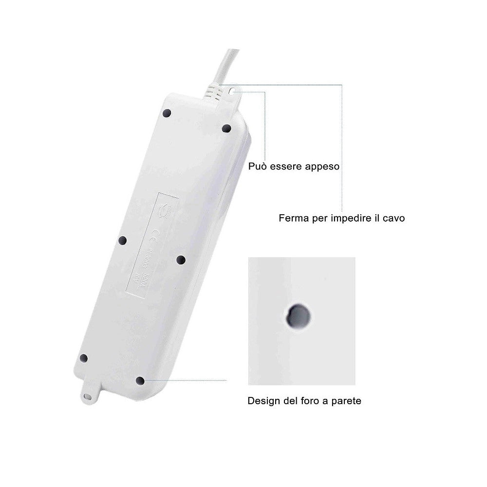 Trade Shop - Multipresa Scarpetta Ciabatta Elettrica 4 Posti 10/16a Bipasso Con Interruttore -