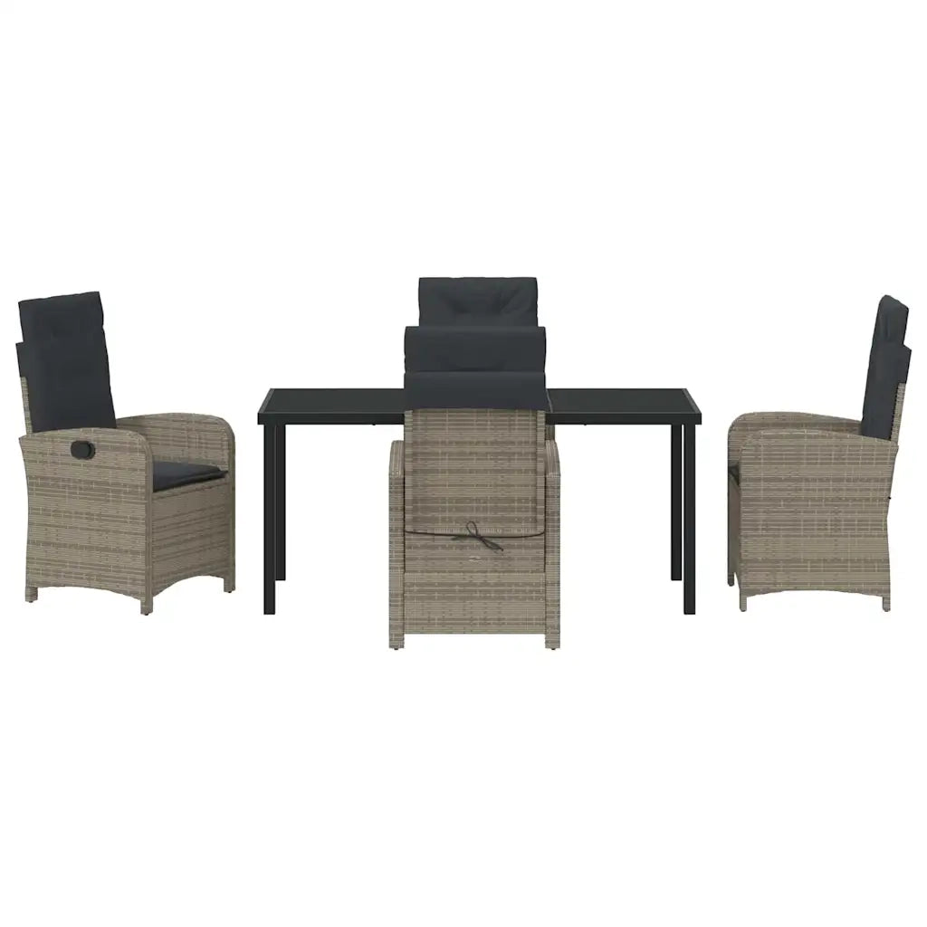 Set da Pranzo per Giardino con cuscino 5 pcs Grigio polyrattan