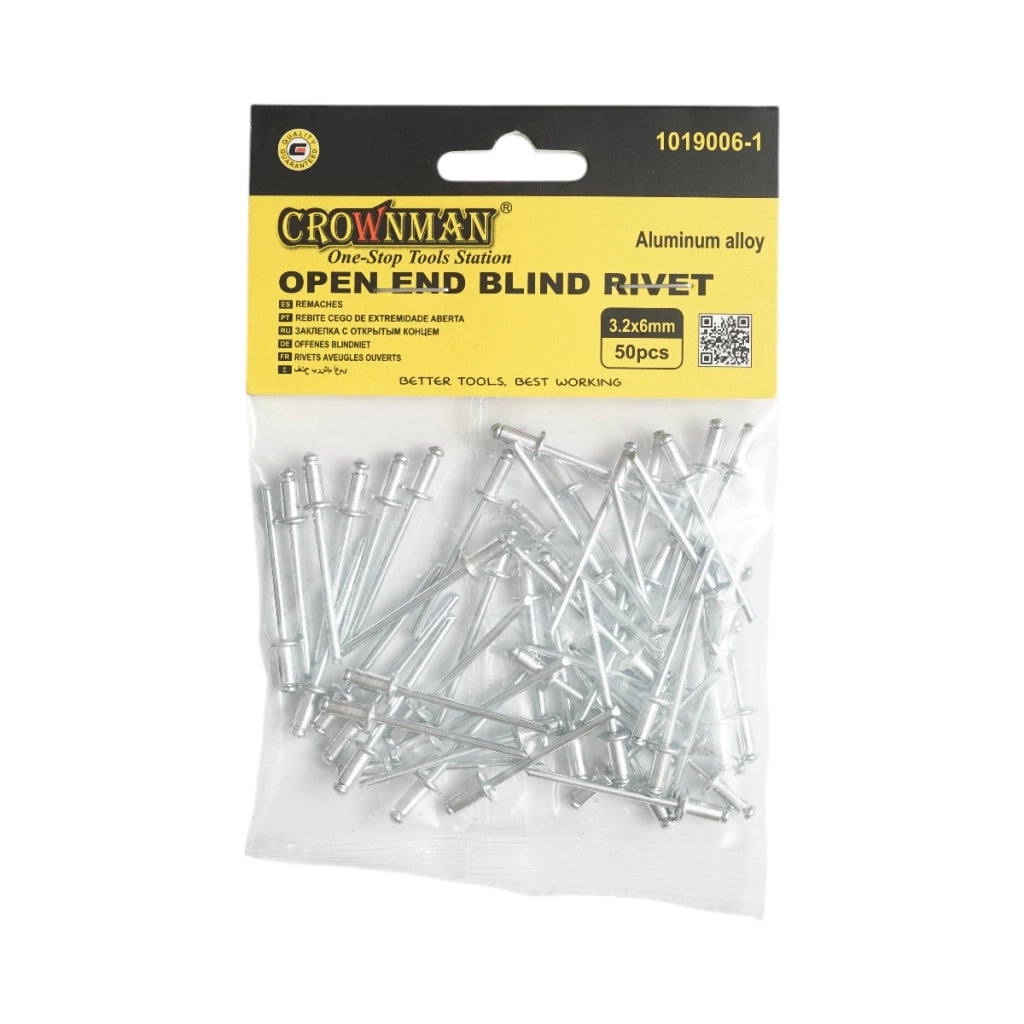 Rivetti in alluminio 3,2x6 mm, 50 pezzi/set Crownman.
