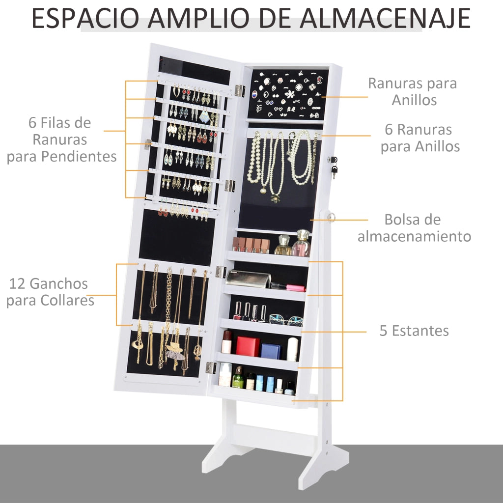 Armadio gioielli con luci LED ¨C zephmum ¨C bianco 40x37x146 cm