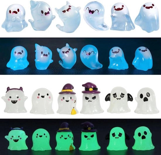 Decorazioni per Esterni a Luce Nera - 12 pezzi Decorazioni Fantasma per Halloween - Accessori di Illuminazione per Giardino - Decorazioni per Giardino di Halloween - Accessori per Giardino di Natale e Giardino dei Fanciulli