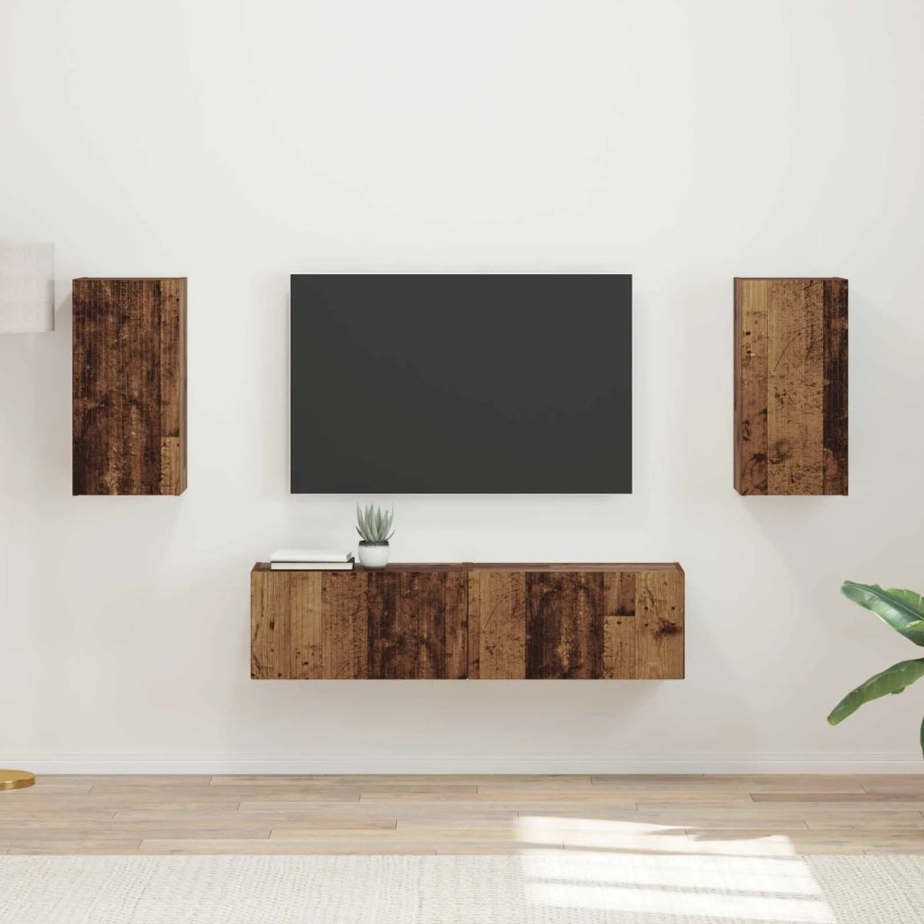 Set mobile TV 4 pcs Legno vecchio Legno multistrato