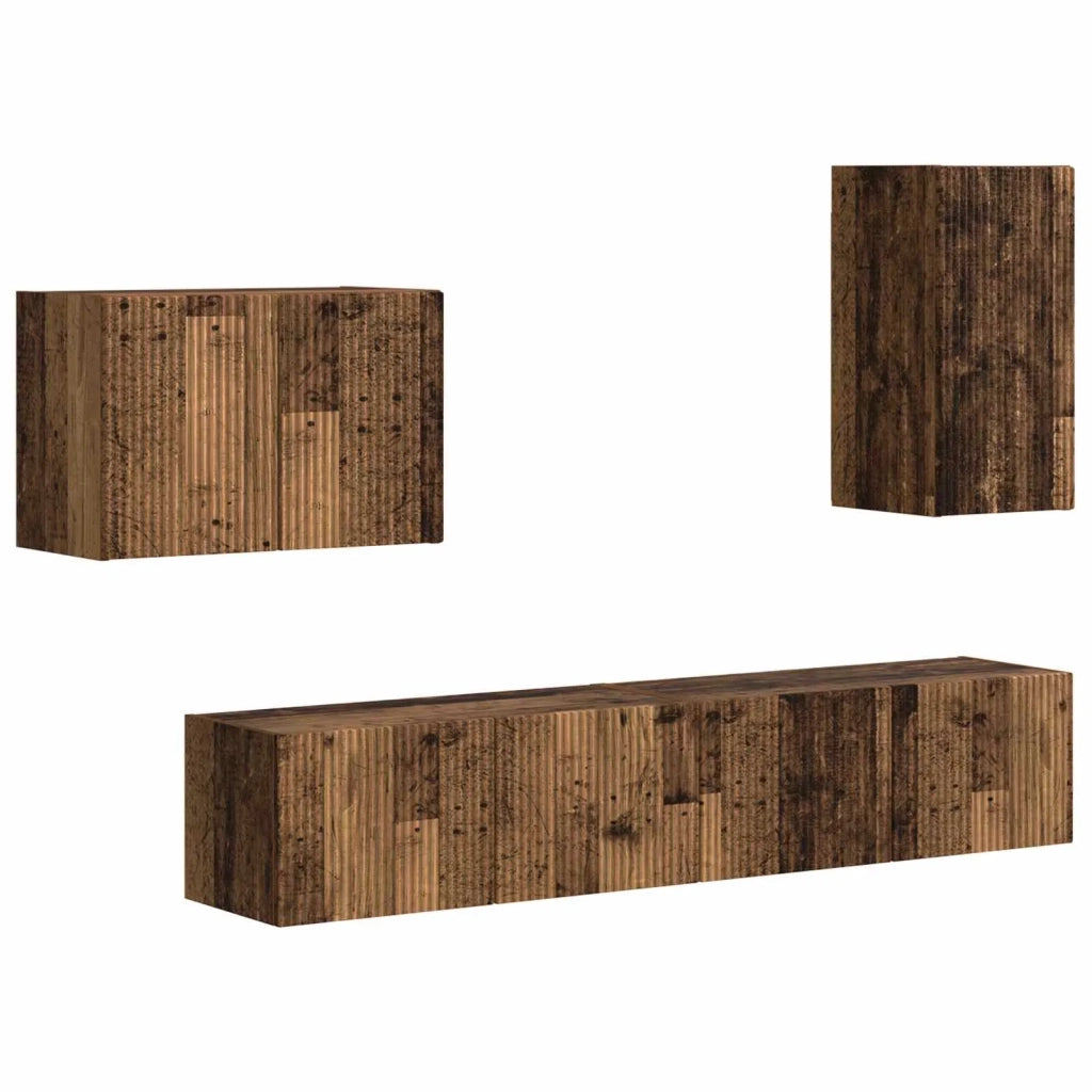 Set di Mobiletto da TV a Parete 4 pcs Legno vecchio 3408941
