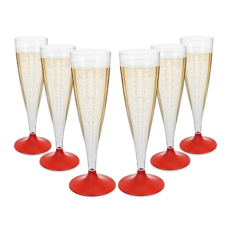 FLUTE BICCHIERI IN PLASTICA 6 PEZZI REALIZZATI COLORE ROSSO