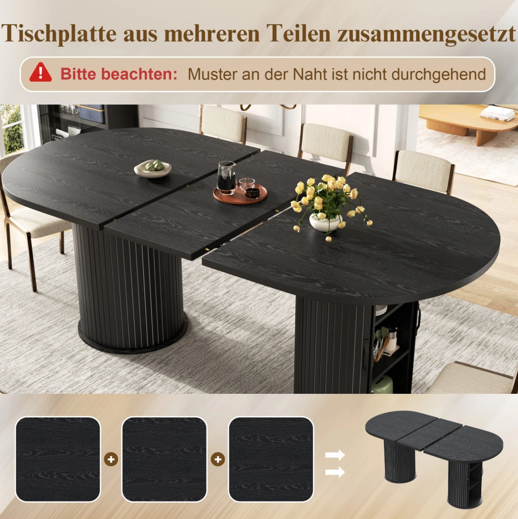 TAVOLO ALLUNGABILE 150-190x80x75 cm Nero in MDF con vano portaoggetti