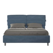 Letto matrimoniale con rete imbottito 160x190 microfibra blu Nandy