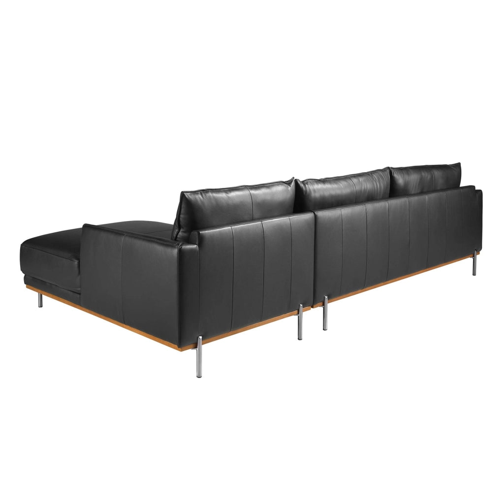 Divano chaise longue destro in pelle nera