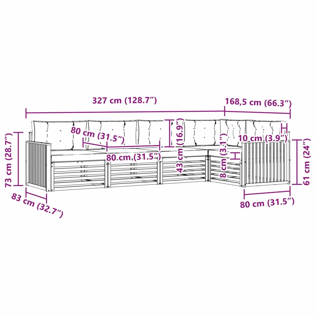 Set di divani da esterno 5 pcs Bianco e Grigio Chiaro 3390481