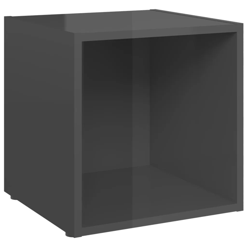 Mobili Porta TV 4pz Grigio Lucido 37x35x37 cm Legno Multistrato 805524