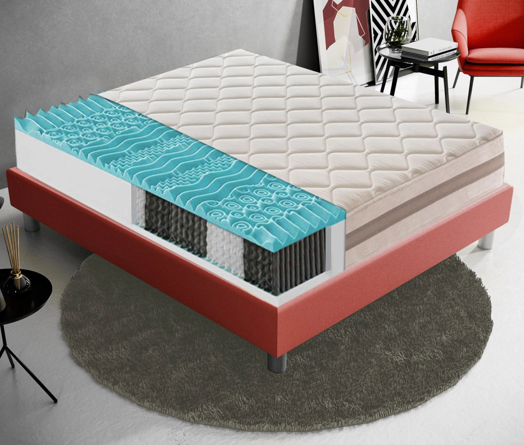 Materasso Singolo 90x200 Molle insacchettate e memory foam 9 Zone differenziate Altezza 22 cm