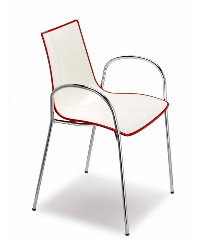 SET 2 SEDIE ZEBRA BICOLORE CON BRACCIOLI IN POLIMERO e STRUTTURA ACCIAIO MADE IN ITALY COLORATE