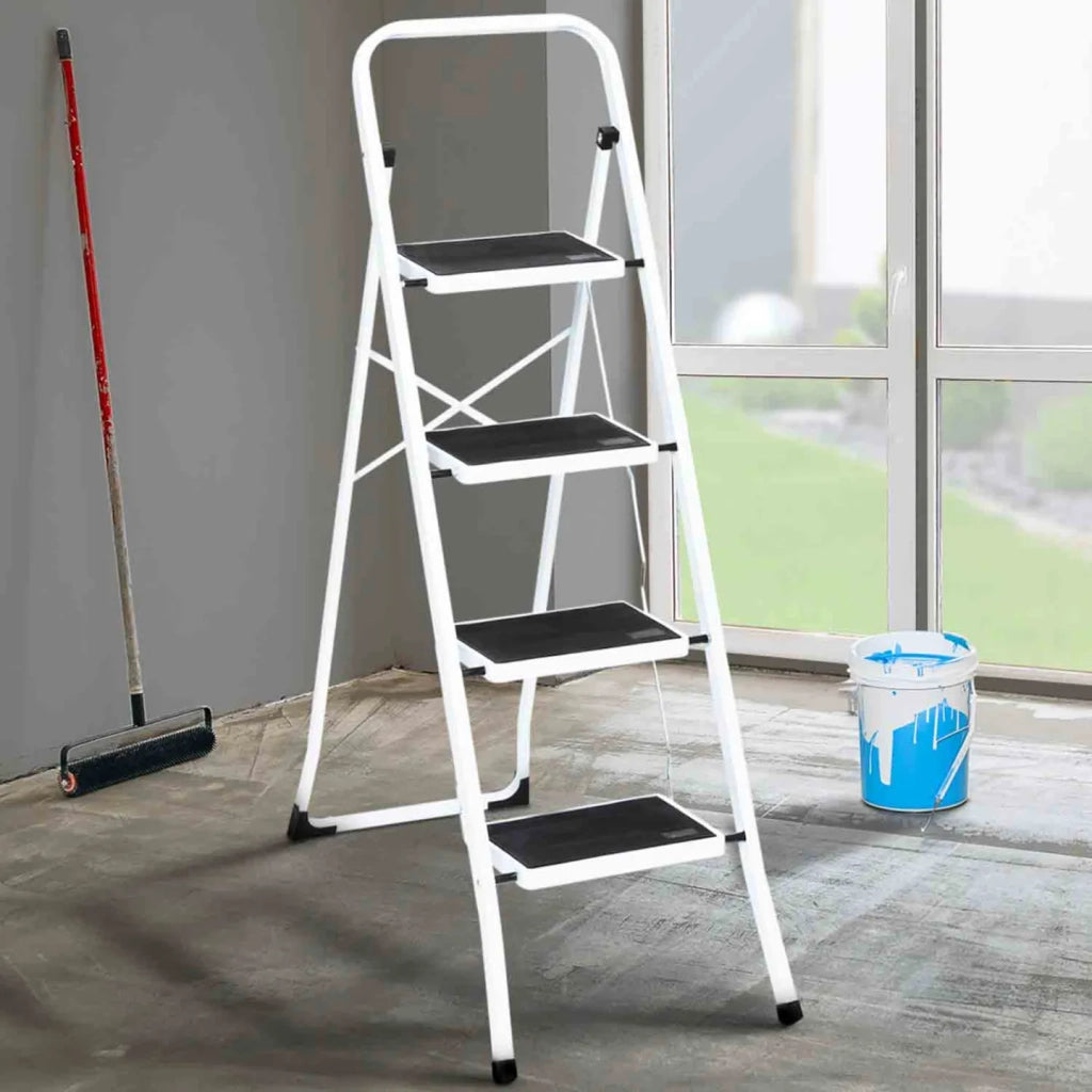 IDMarket - Scaletta pieghevole con 4 gradini antiscivolo e corrimano
