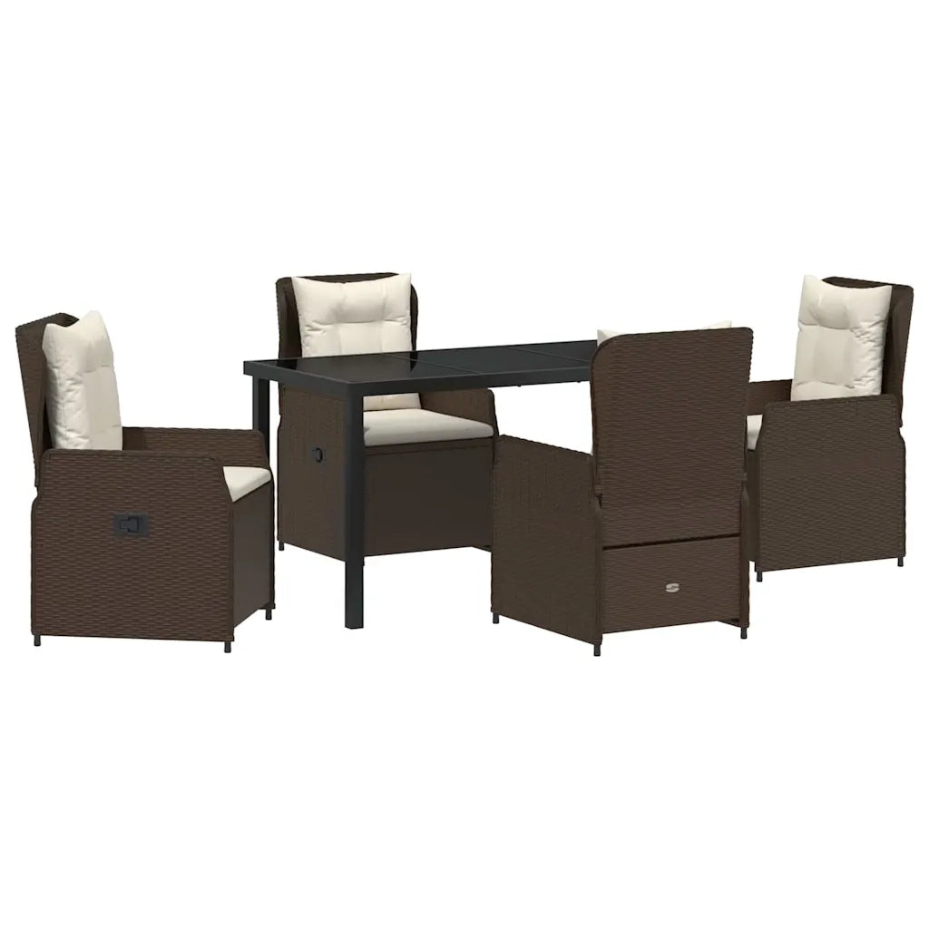 Set da Pranzo per Giardino 5 pcs Marrone polyrattan