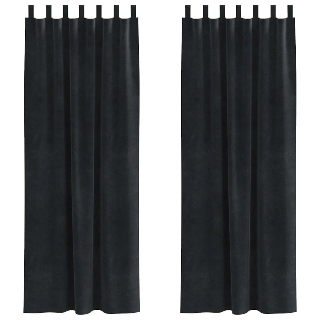 Tende Oscuranti | Tende Blackout 2 pz Nero 140 x 245 cm Velluto
