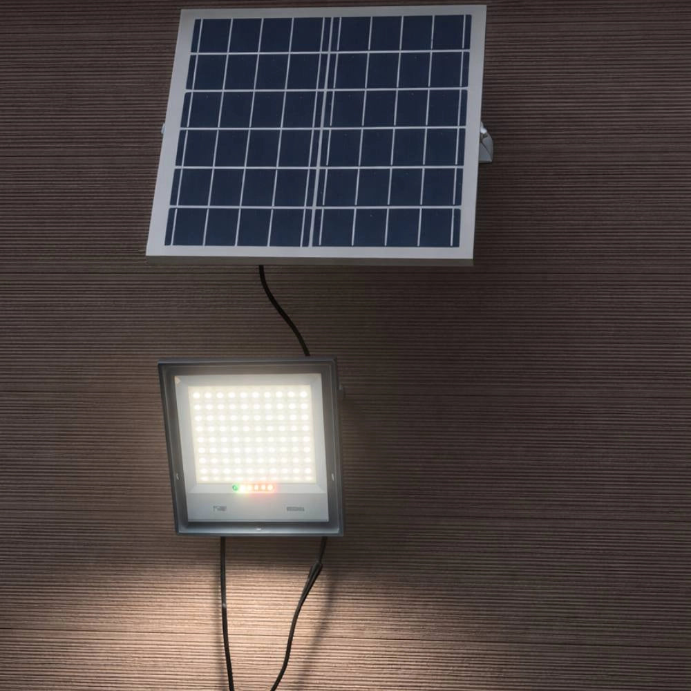 Proiettore led solare ecova con telecomando e luce bianca fredda 6500k *** potenza 200w, confezione 1