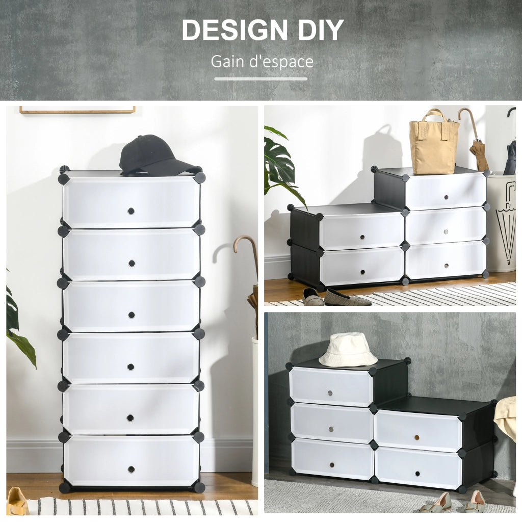 Armadio per scarpe modulare con 6 cubi impilabili ¨C Minimal ¨C 49x36.5x108 cm bianco