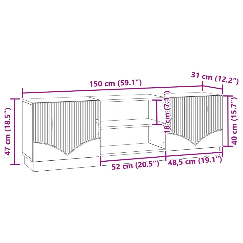 Mobile TV | Armadietto TV | Mobile Porta TV Bianco Lucido 150 x 31 x 47 cm Legno ingegnerizzato