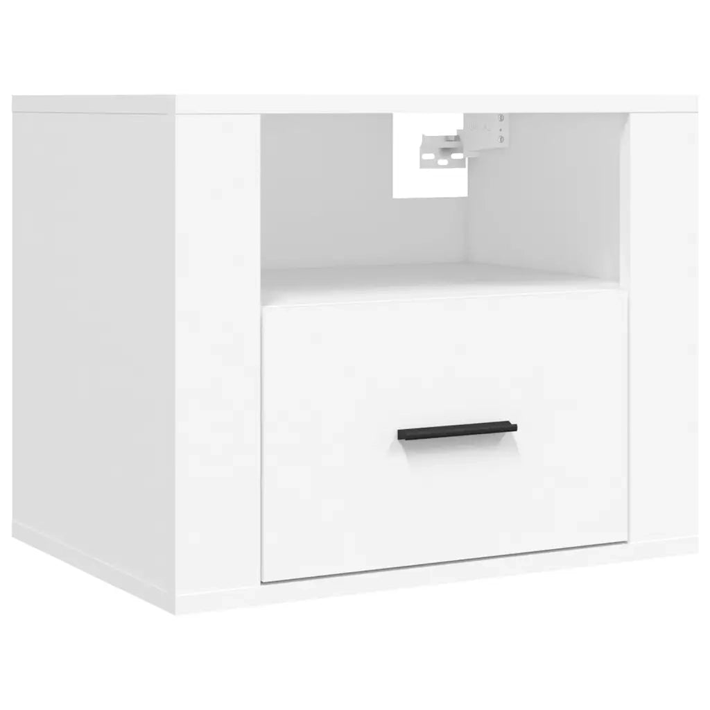 Set di 2 Comodini | Armadio da Notte | Mobiletto da notte a Muro Bianchi 50x36x40 cm